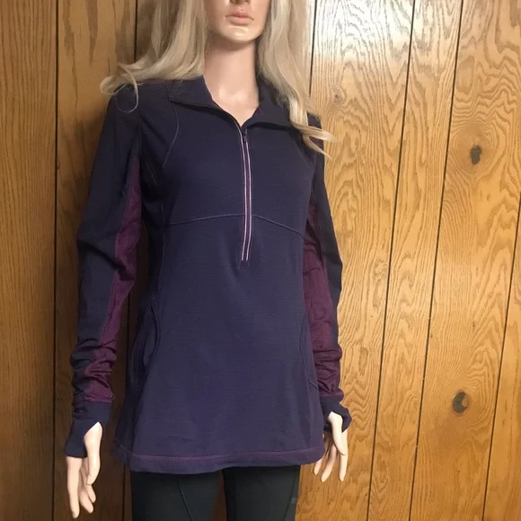 Lululemon"Purple Stripe Star Runner 1/2 Zip Pullover- Size None-Good Condition - Picture 2 of 14